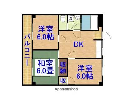 武蔵屋グランパレスA(3DK/3階)の間取り写真