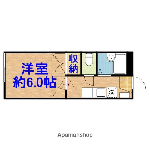 シーサイドコートB(1K/2階)の間取り写真