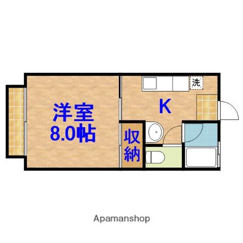 ノースセイライト(1K/2階)の間取り写真
