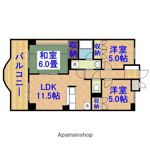 サン・クレストマンション(3LDK/5階)の間取り写真