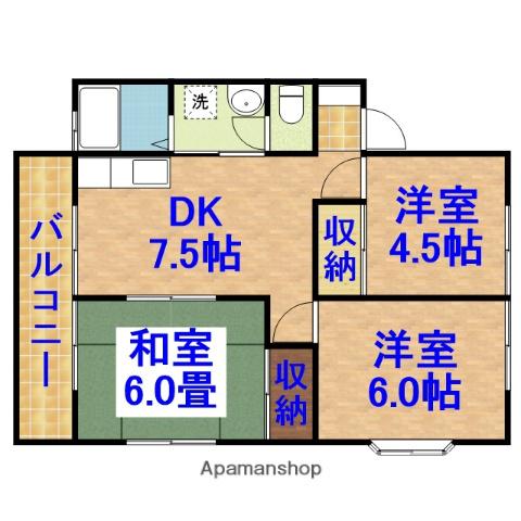 ウインズ国分寺A(3DK/2階)の間取り写真