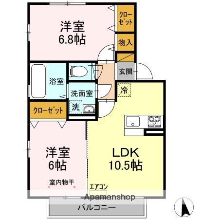 ピーノフォーリア Ⅱ(2LDK/2階)の間取り写真