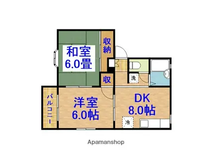 わかしおハイツA(2DK/2階)の間取り写真