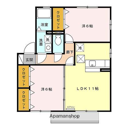 ソレアードⅠ(2LDK/1階)の間取り写真