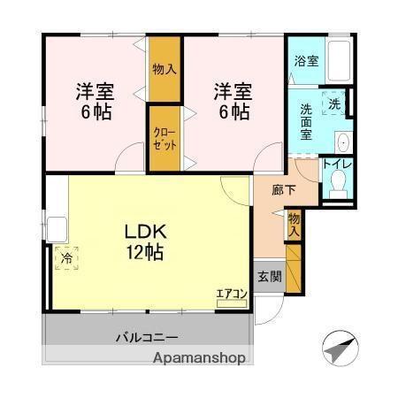 アンソレイエ(2LDK/2階)の間取り写真