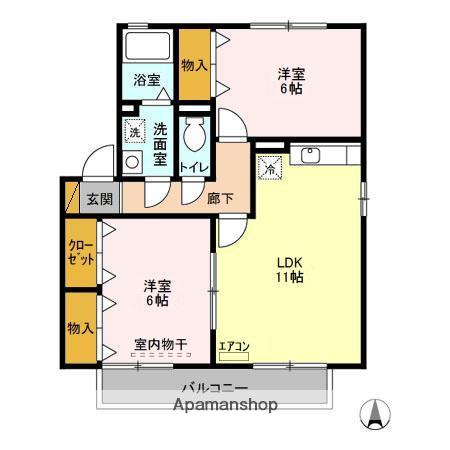 プロムナード Ⅱ(2LDK/2階)の間取り写真