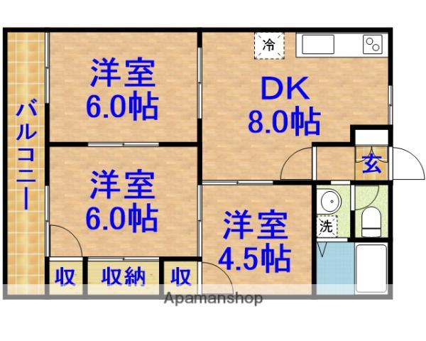 ドリームシティー(3DK/2階)の間取り写真