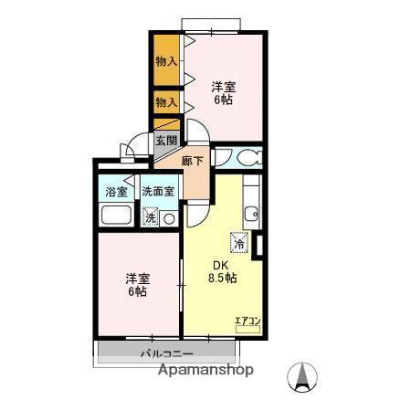 ロイヤルハウスA(2DK/3階)の間取り写真