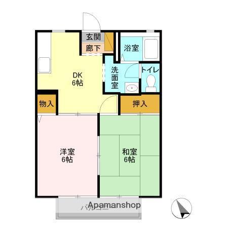 ルミエールⅠ(2DK/2階)の間取り写真