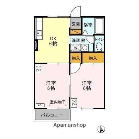 スプリング・クレイン(2DK/1階)の間取り写真