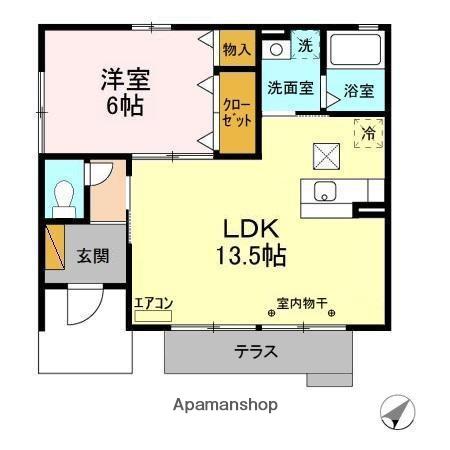 パーフューム(1LDK/1階)の間取り写真