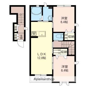 ルシェルブランC(2LDK/2階)の間取り写真