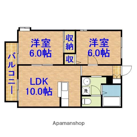 ツインパレスD(2LDK/2階)の間取り写真