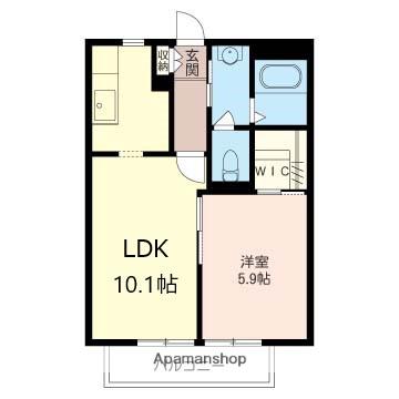 プロムナード参番館(1LDK/2階)の間取り写真
