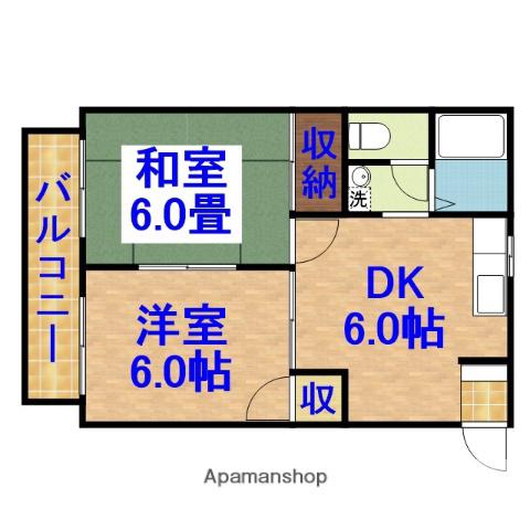 パールハイツ(2DK/2階)の間取り写真