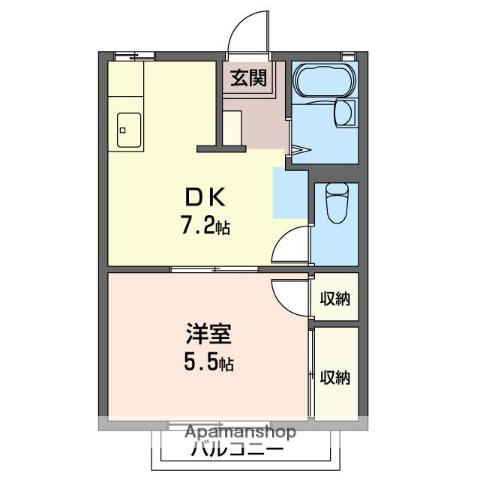 栄ハイツG(1DK/1階)の間取り写真
