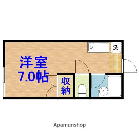 グリーンハイツⅢ(ワンルーム/1階)の間取り写真