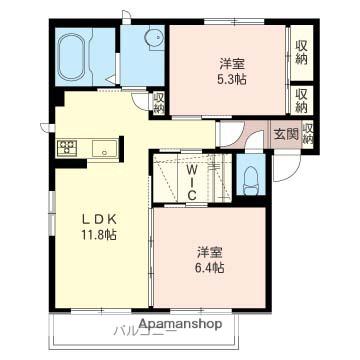 フルラージュB(2LDK/1階)の間取り写真