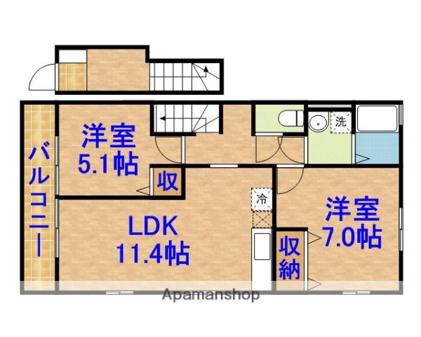 カーサビアンカB(2LDK/2階)の間取り写真
