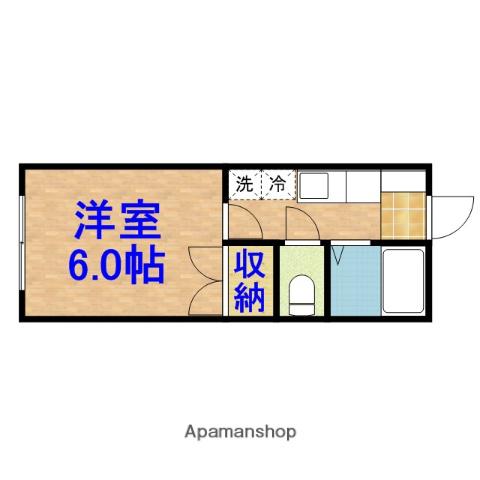 レモンシティ八幡(1K/1階)の間取り写真