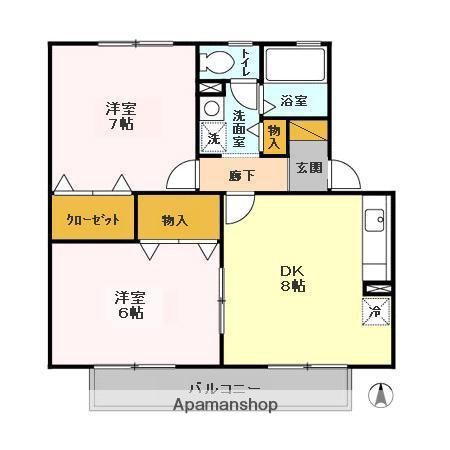 サンハイムⅠ(2DK/1階)の間取り写真