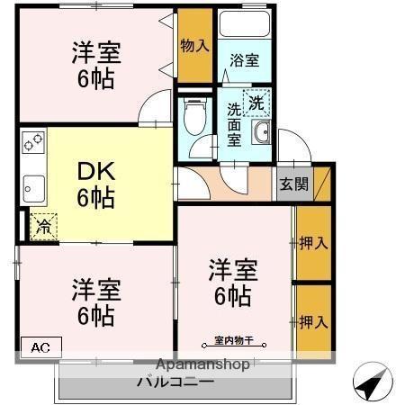 メゾンドソレイユ(3DK/2階)の間取り写真