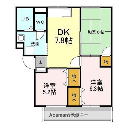 ファーストターフ鎌取C(3DK/1階)の間取り写真