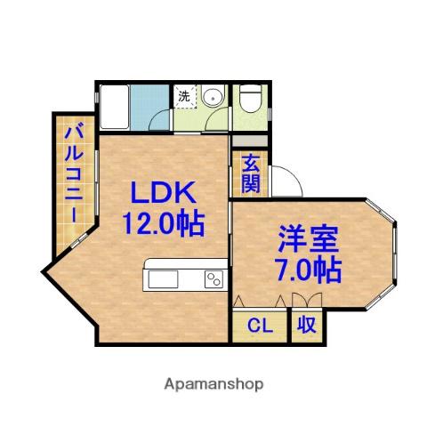 マリーゴールド中瀬(1LDK/2階)の間取り写真