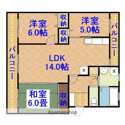 マルダイマンション(3LDK/3階)の間取り写真