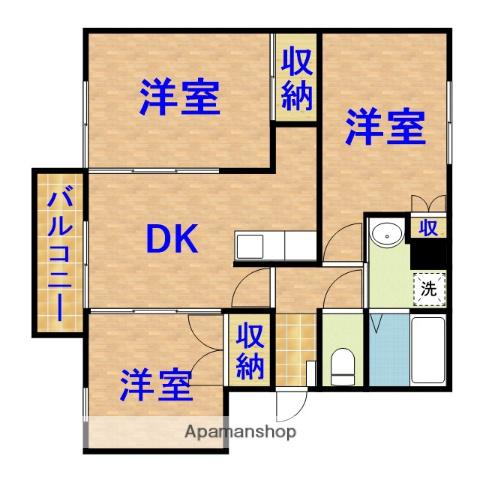 アグリーコーポラス B(3DK/2階)の間取り写真