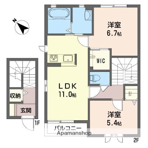 フォルシェD(2LDK/2階)の間取り写真
