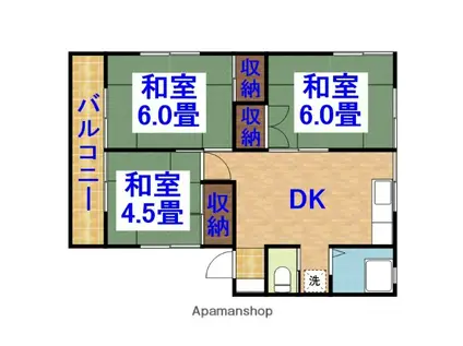 コーポ森庄B(3DK/2階)の間取り写真