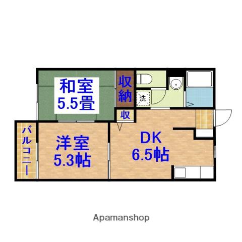 リバーサイドハイツC(2DK/2階)の間取り写真