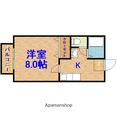 アルブル(1K/1階)の間取り写真