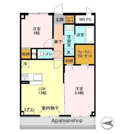 ルミエールあすみが丘(2LDK/2階)の間取り写真