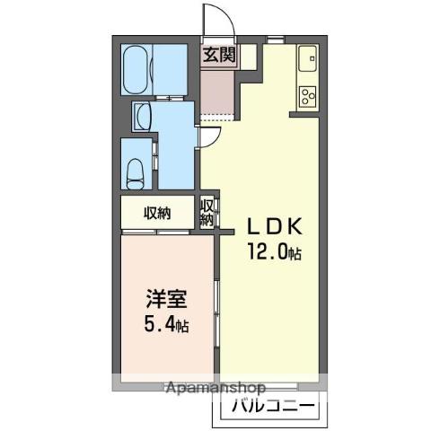 YMAハイツA棟(1LDK/1階)の間取り写真