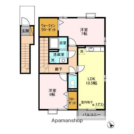 グランコートJA(2LDK/2階)の間取り写真