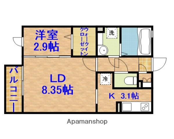 アスピラシオン(1LDK/2階)の間取り写真
