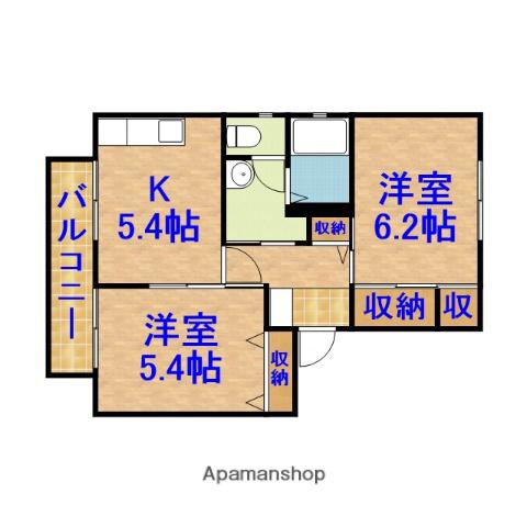 ルミエールC(2K/2階)の間取り写真