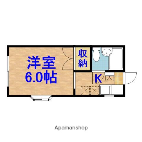 ウッドストック(ワンルーム/2階)の間取り写真