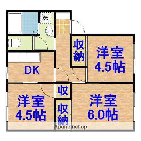 ドミール姉崎B棟(3DK/2階)の間取り写真