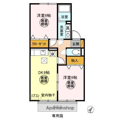 プルミエ(2DK/1階)の間取り写真