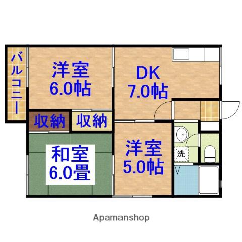 リヴェール玉前B(3DK/1階)の間取り写真