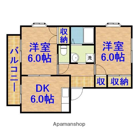 サンハイム(2DK/1階)の間取り写真