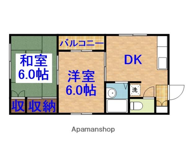 ベルメゾン平田(2DK/2階)の間取り写真