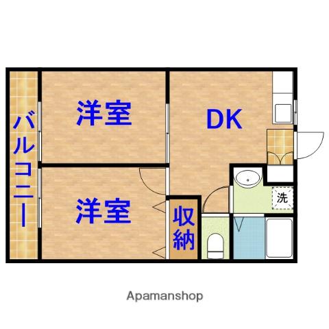 ル・シャトーⅡ(2DK/2階)の間取り写真