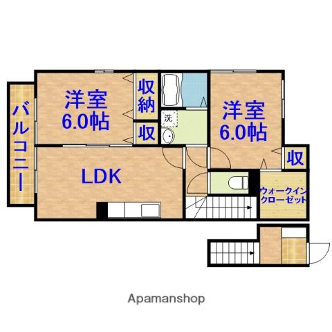 スカイハイツⅡ(2LDK/2階)の間取り写真