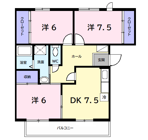 プレミール(3DK/1階)の間取り写真
