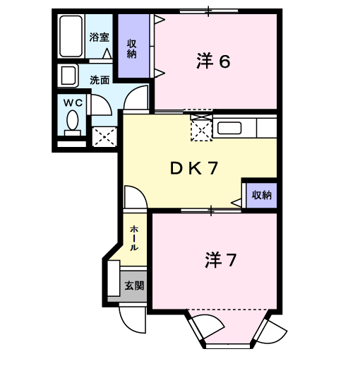 コーポ銀月Ⅱ(2DK/1階)の間取り写真