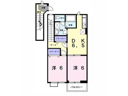 ソレイユ・TUKASAⅡ(2DK/2階)の間取り写真